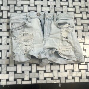 American Eagle Outfitters Blue Distressed Jean Shorts